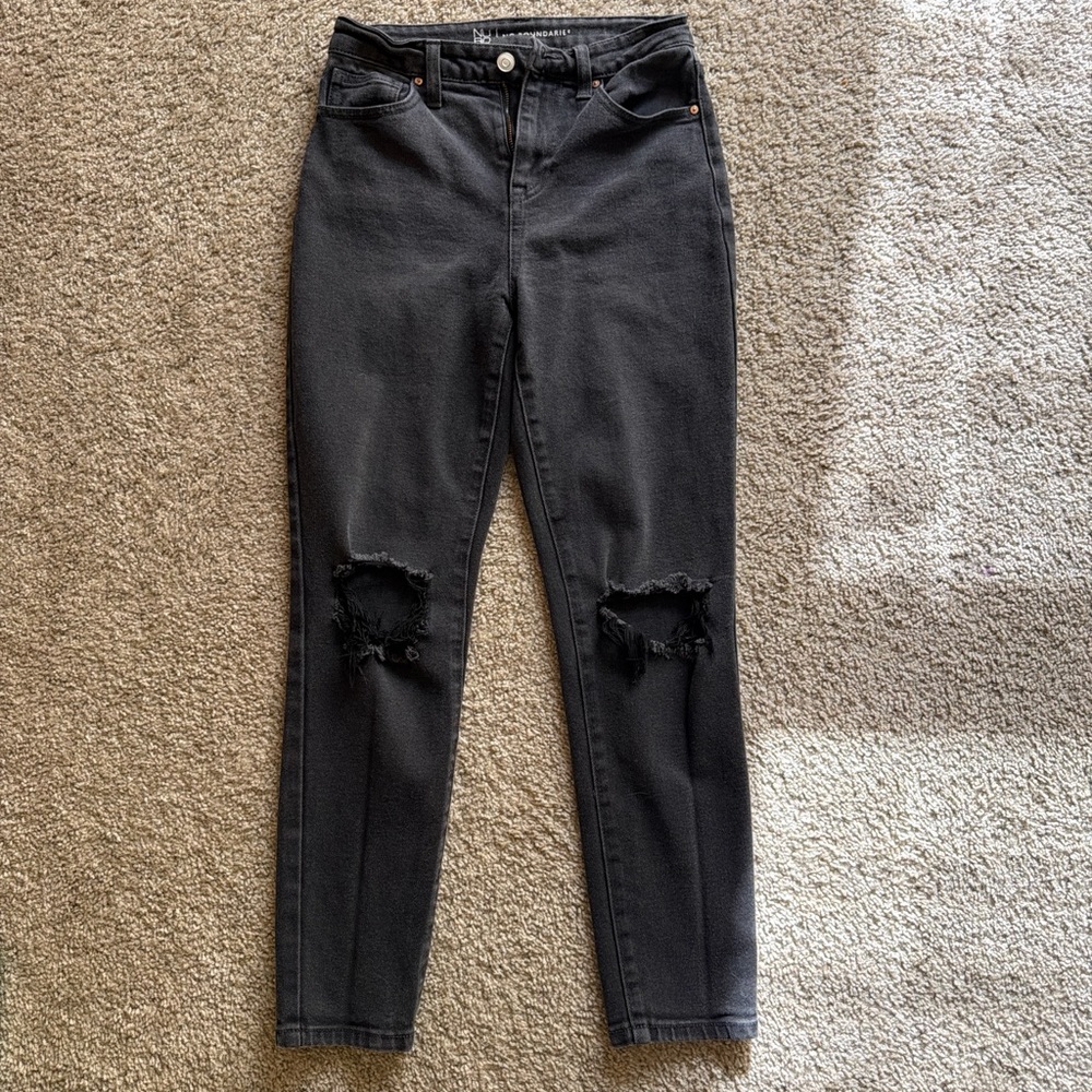 No Boundaries Black Ripped Skinny Jeans mom jeans